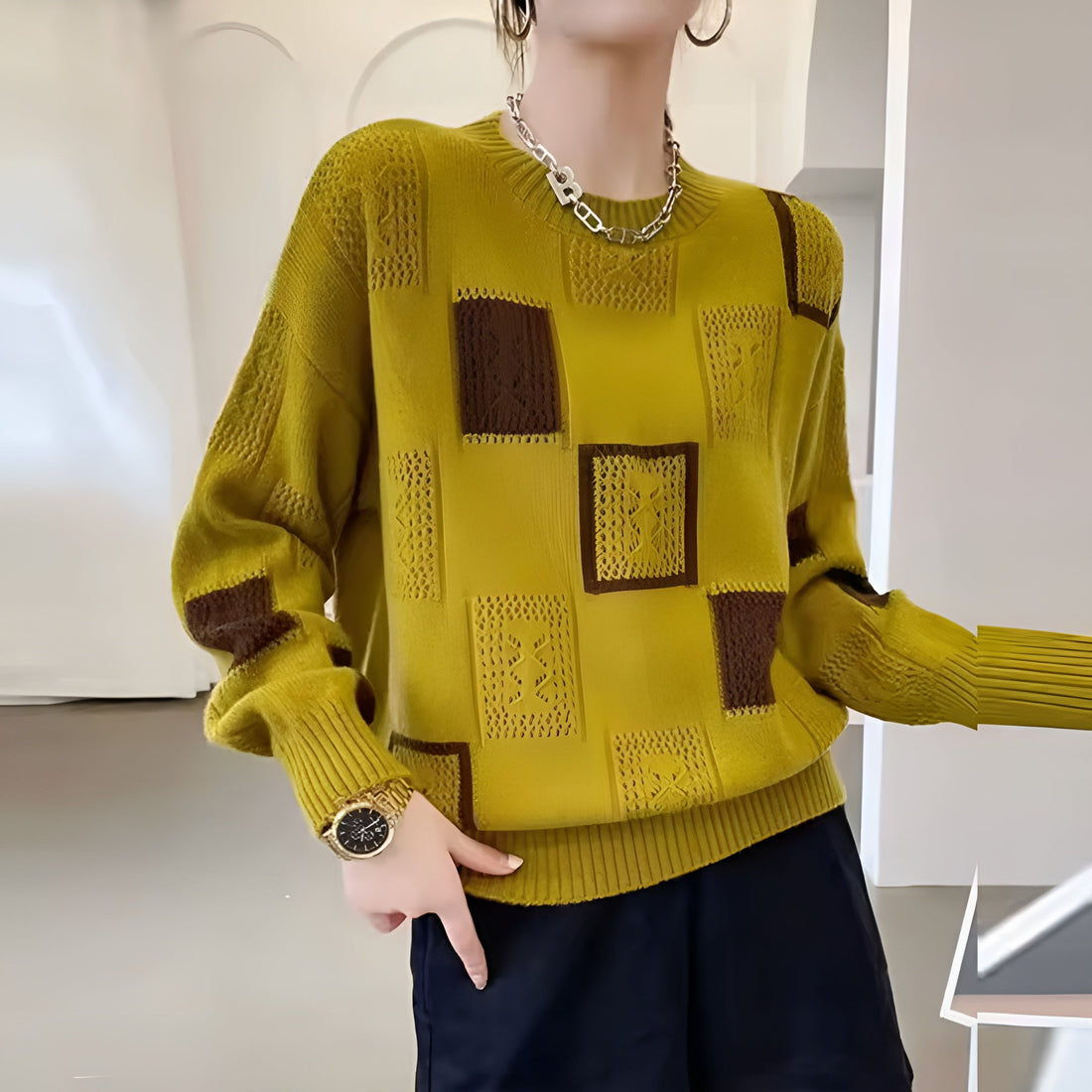 Alice | Elegant Squares Sweater