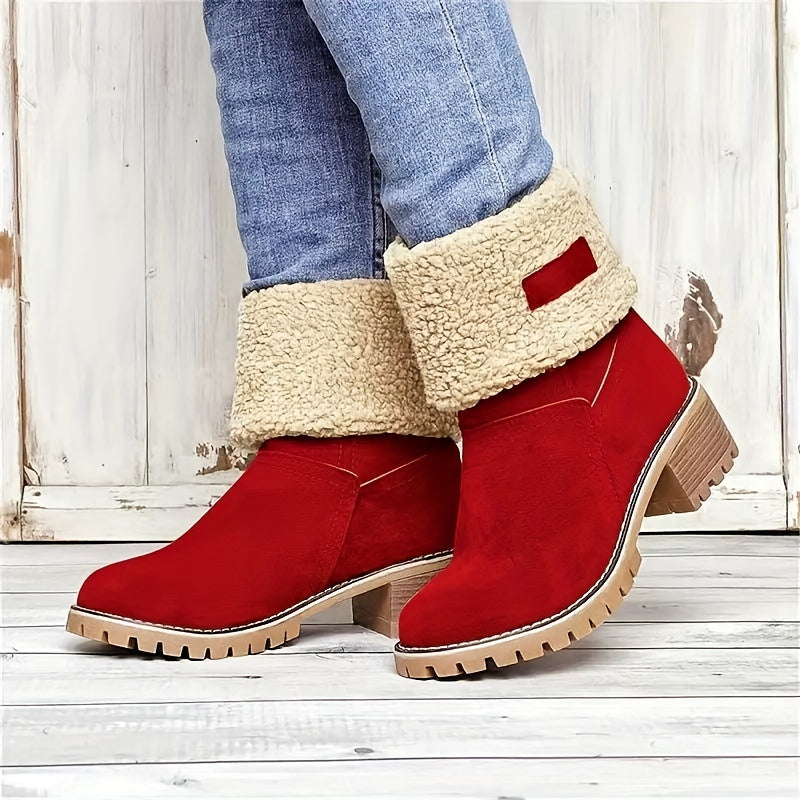 Delancey | Fleece Lined Ankle Boots with Block Heel