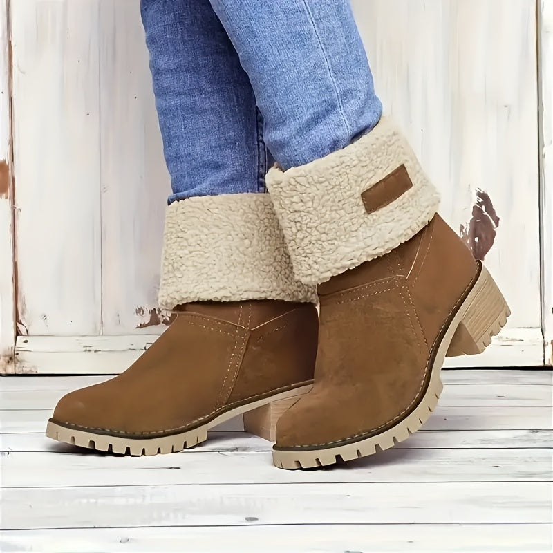 Delancey | Fleece Lined Ankle Boots with Block Heel
