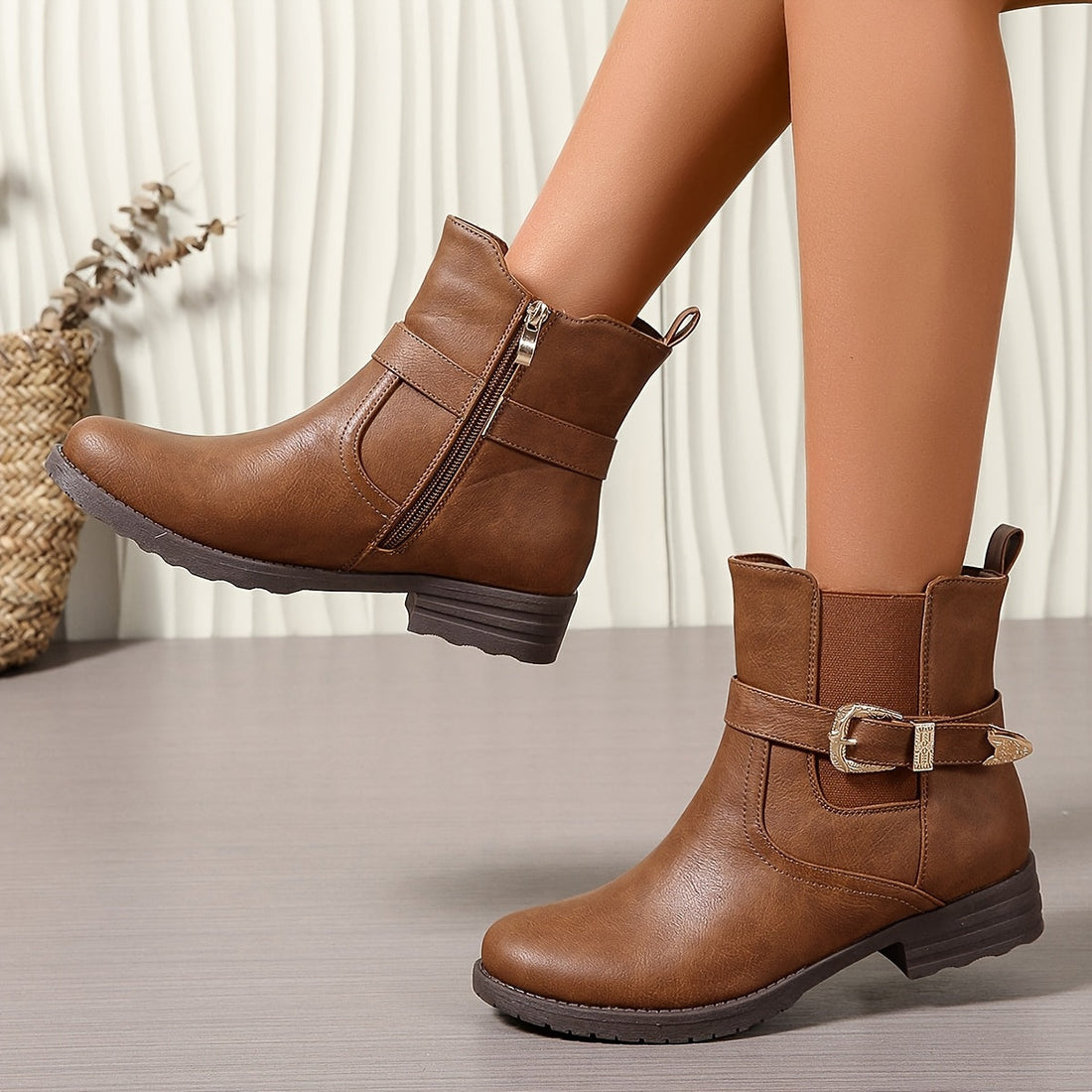 Jemima | Western Buckle Ankle Boot