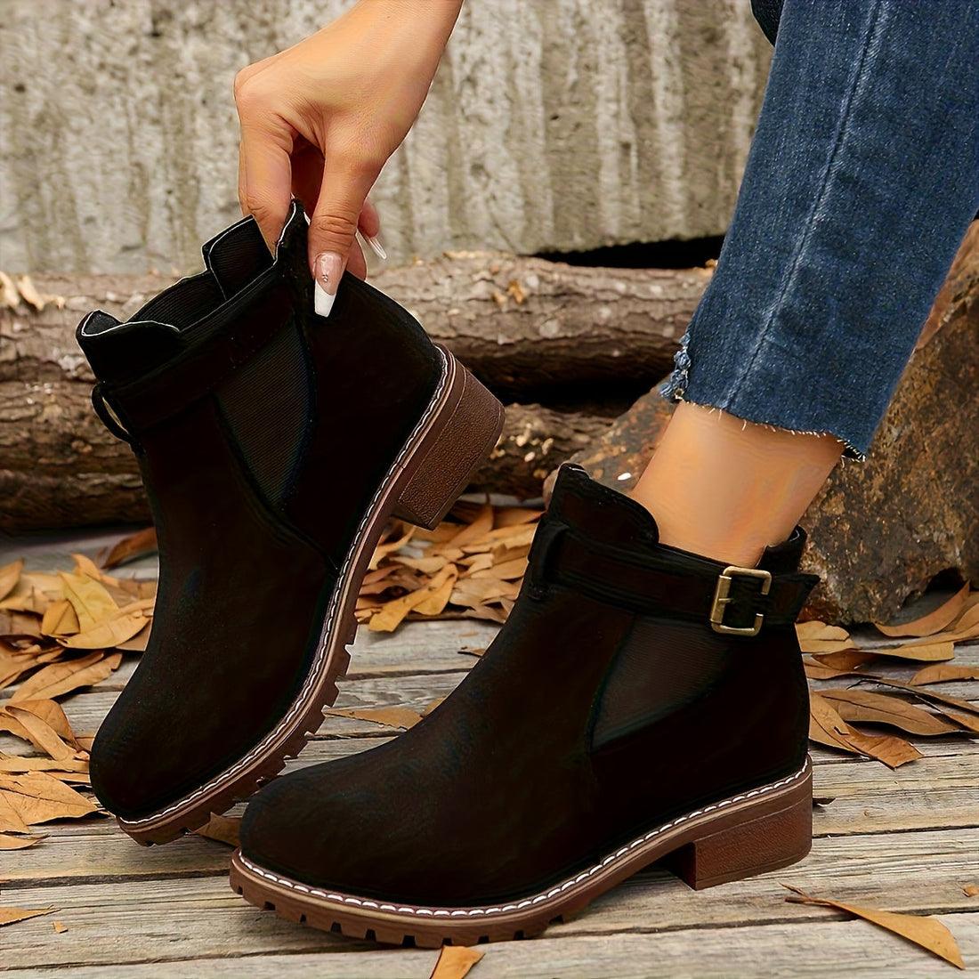 Brynn | Buckle Ankle Boot with Block Heel