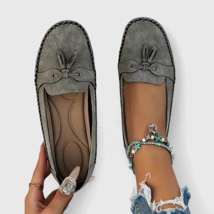 Clea | Women's Suede Bow Loafers Slip-On Moccasin Flat Shoes