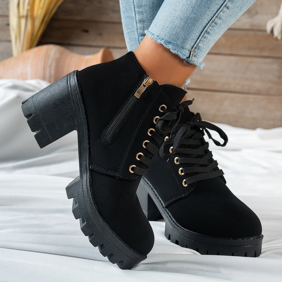 Darcy | Women's Lace-Up Ankle Boot with Block Heel