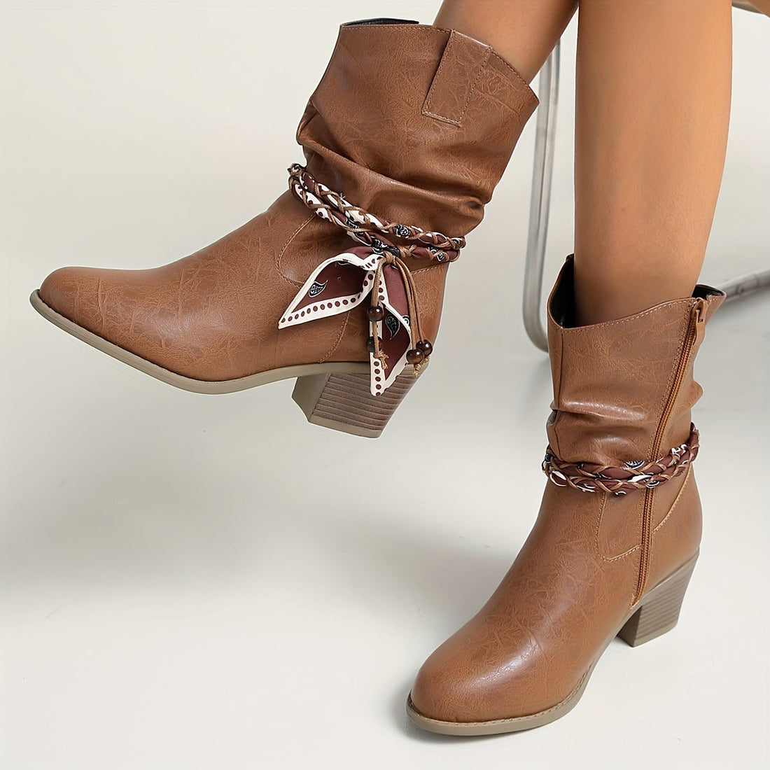 Idunn | Slouch Ankle Boot with Bandana Charm