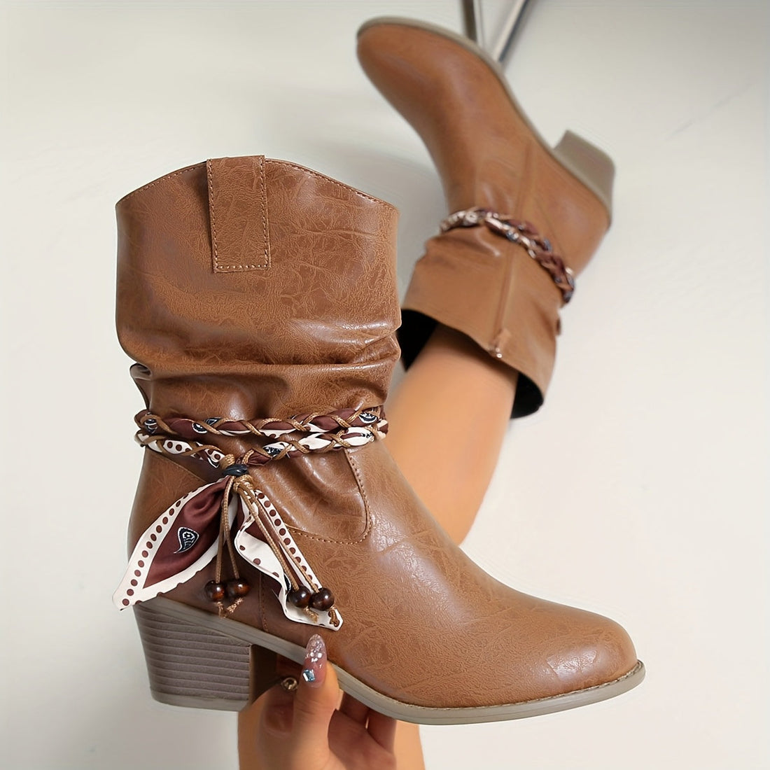 Idunn | Slouch Ankle Boot with Bandana Charm