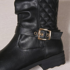Darienne | Women's Mid-Calf Slouch Boots with Buckle