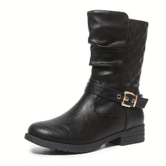 Darienne | Women's Mid-Calf Slouch Boots with Buckle