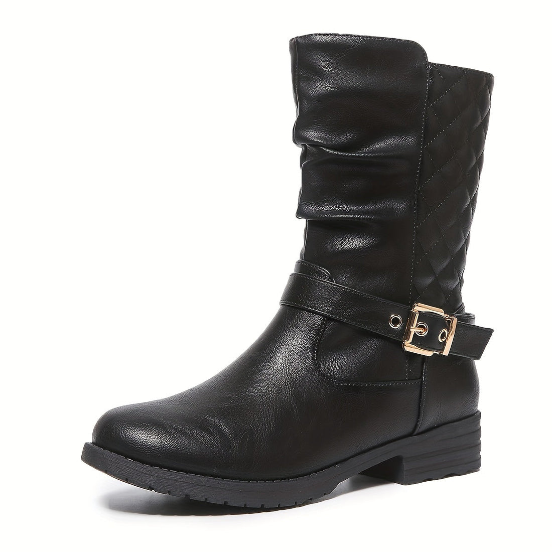 Darienne | Mid-Calf Slouch Boots with Buckle