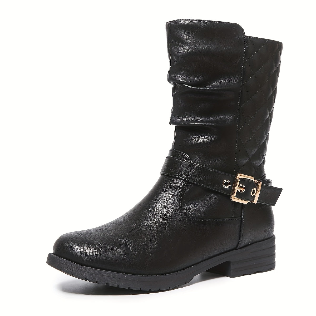 Darienne | Women's Mid-Calf Slouch Boots with Buckle
