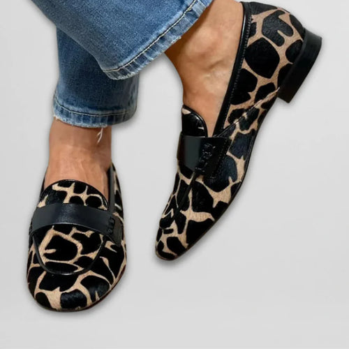 Alecia | Cozy and Stylish Cow Print Loafers