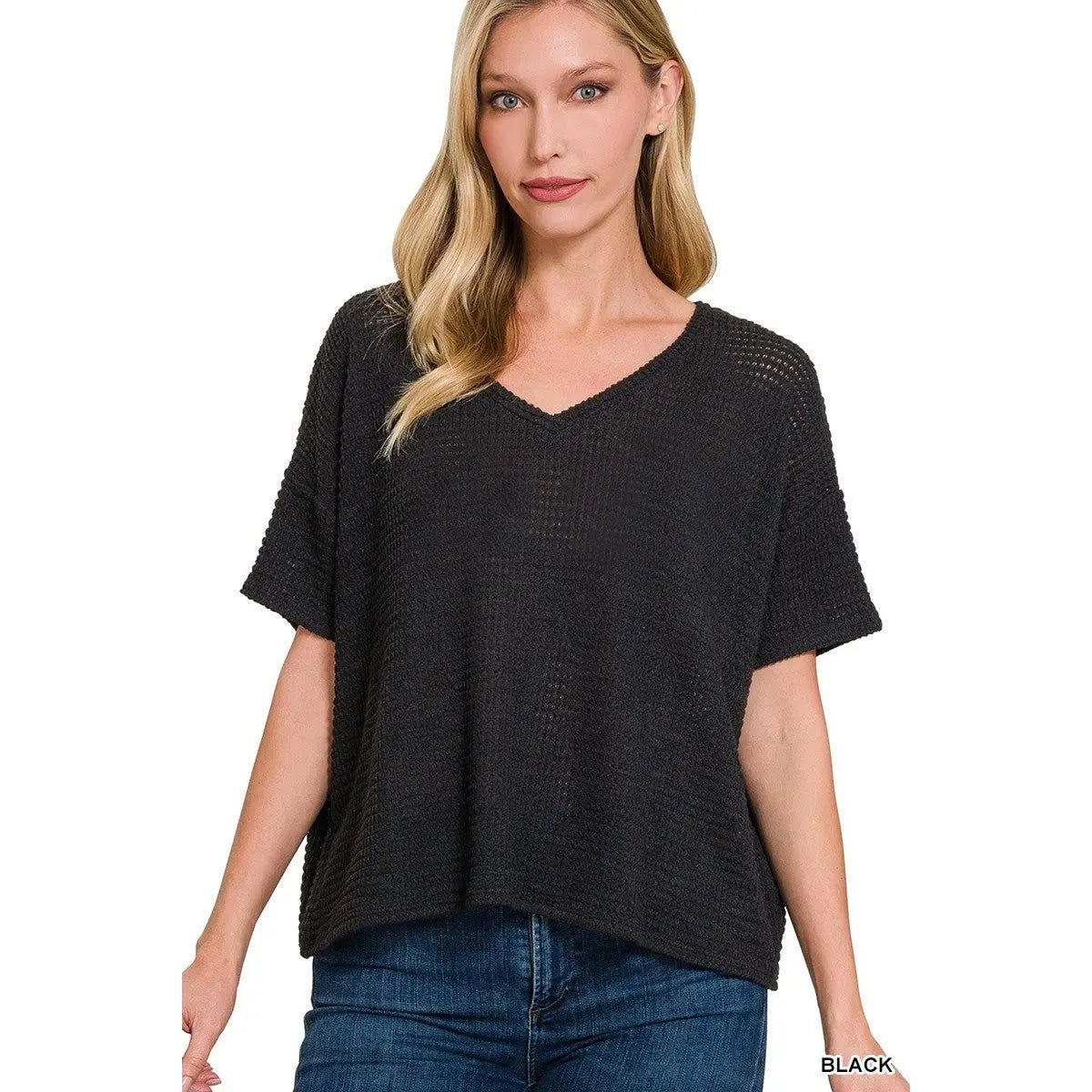 Marisol | Women's Drop-Shoulder Jacquard V-Neck Sweater