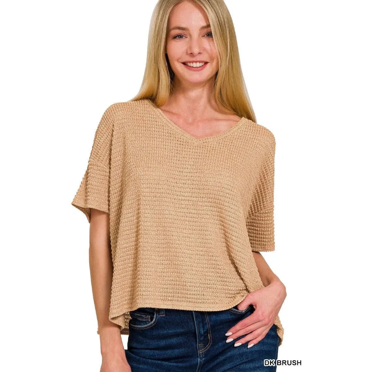 Marisol | Women's Drop-Shoulder Jacquard V-Neck Sweater