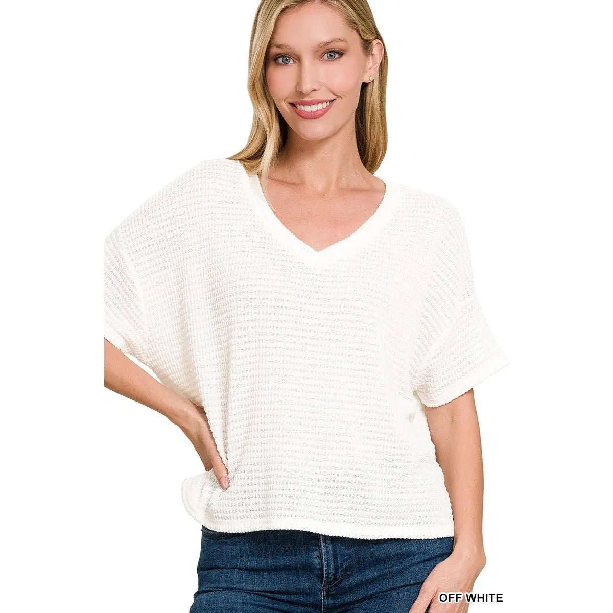 Marisol | Women's Drop-Shoulder Jacquard V-Neck Sweater