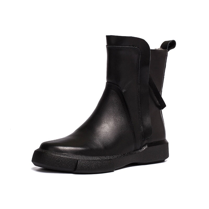 Wren | Women's Waxed Leather Chelsea Boots with Fleece Lining