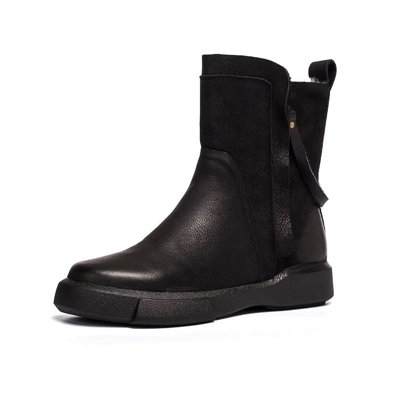Wren | Women's Waxed Leather Chelsea Boots with Fleece Lining