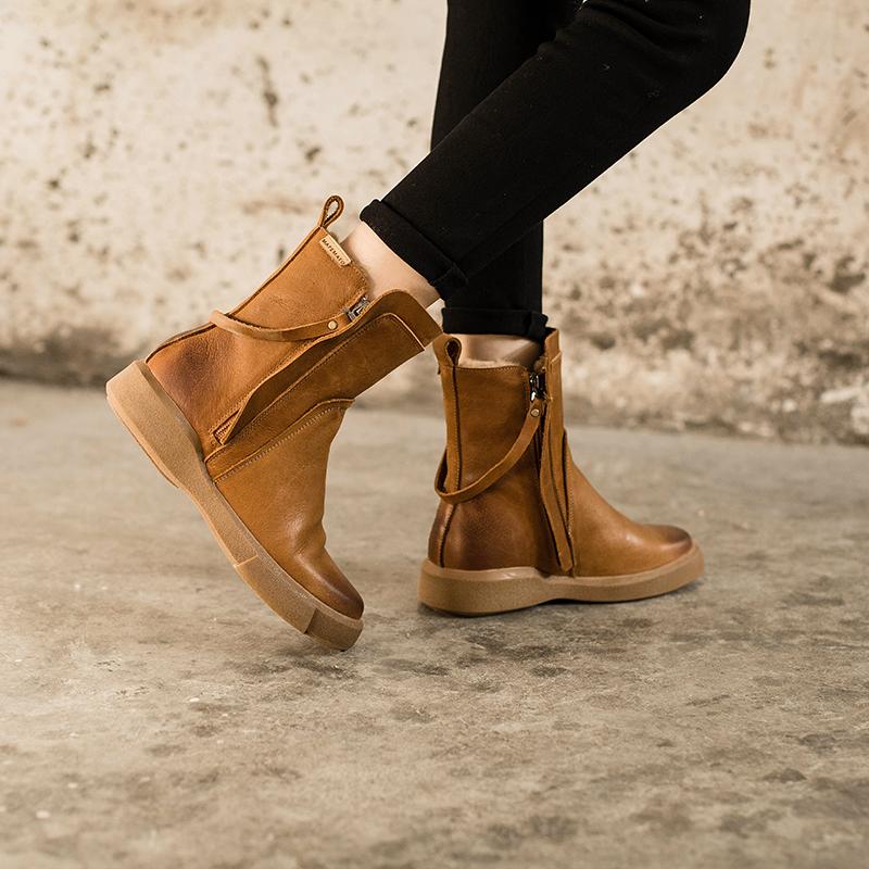 Wren | Women's Waxed Leather Chelsea Boots with Fleece Lining