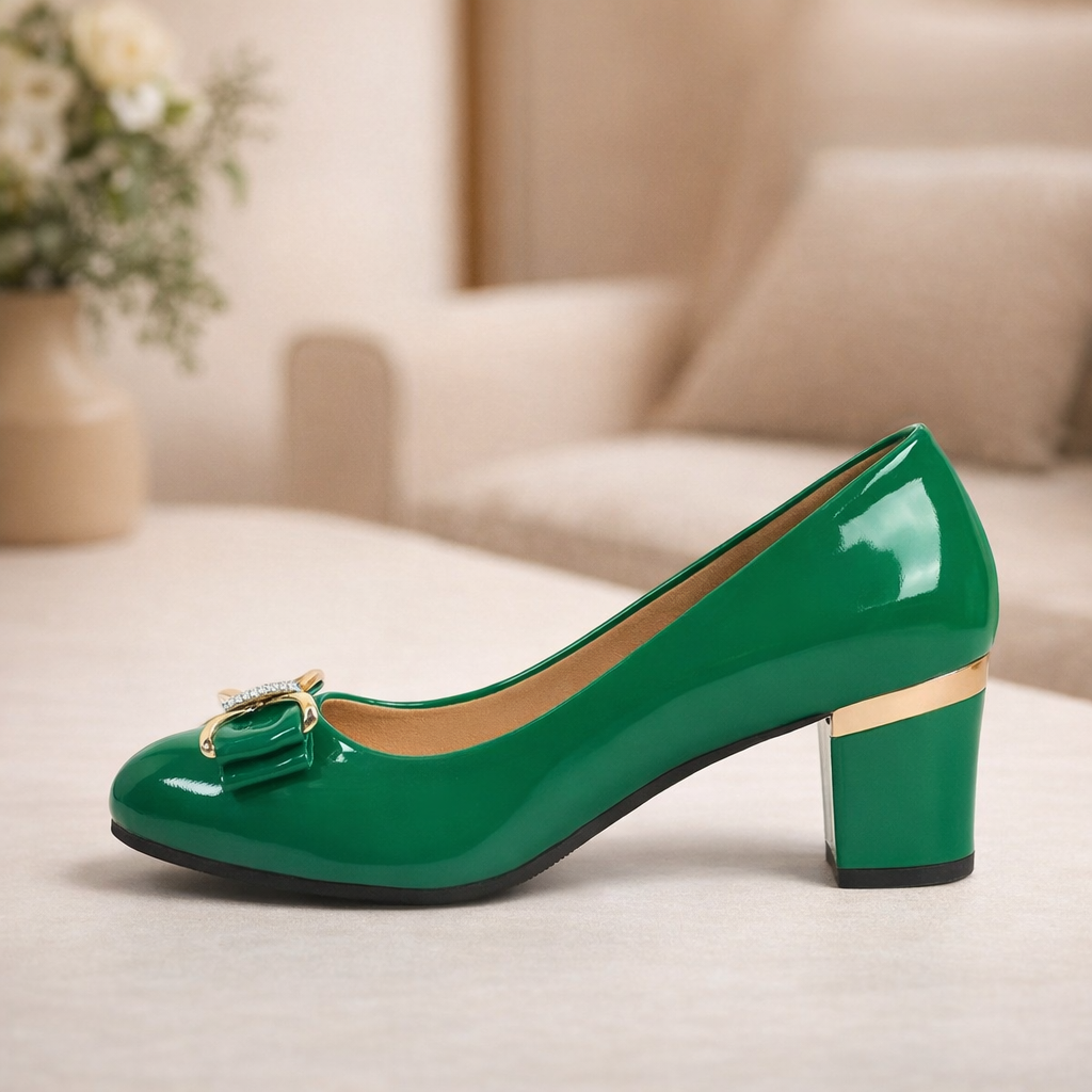 Evelyn | Women's Bow Detail Block Heel Pumps