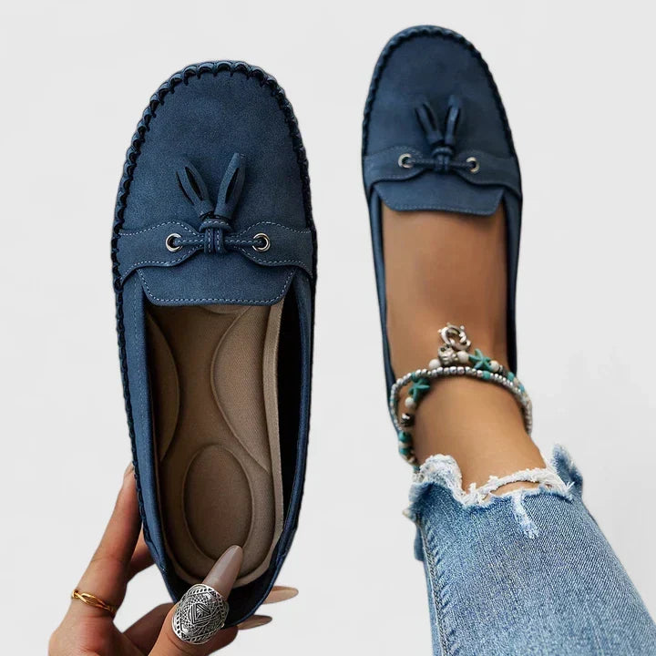Clea | Suede Bow Loafers Slip-On Moccasin Flat Shoes