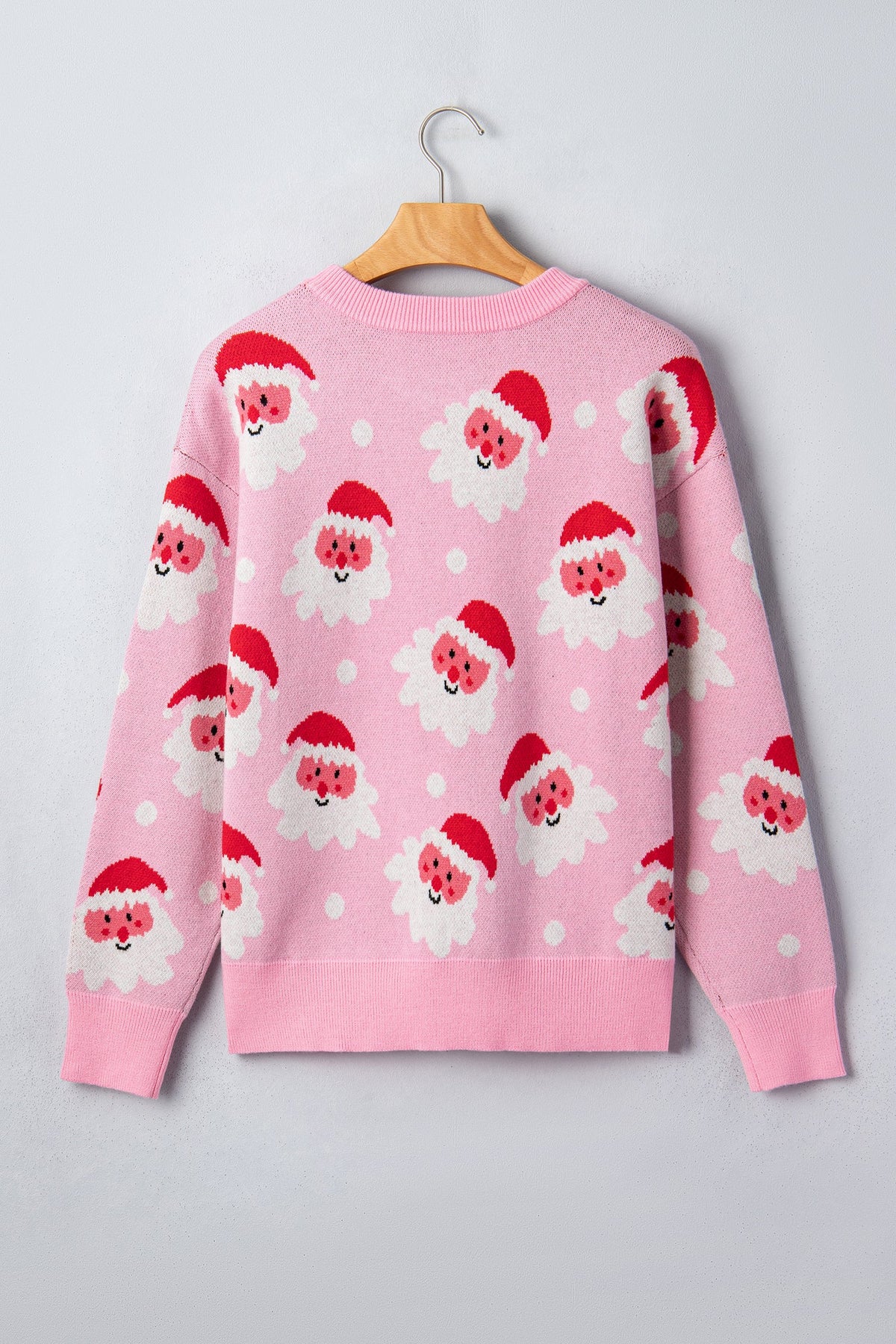 Noelle | Women's Santa Print Round Neck Dropped-Shoulder Sweater