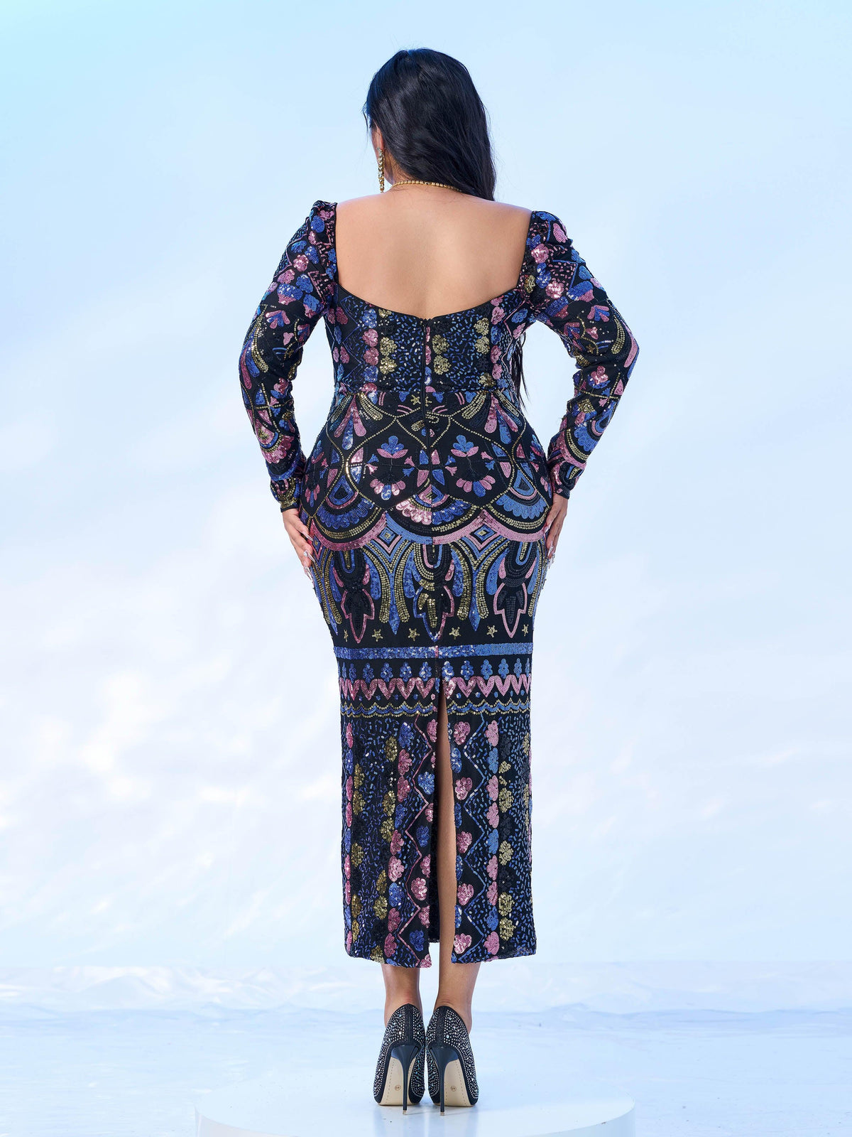 Seraphina | Women's Plus Size Sequin Split Midi Dress