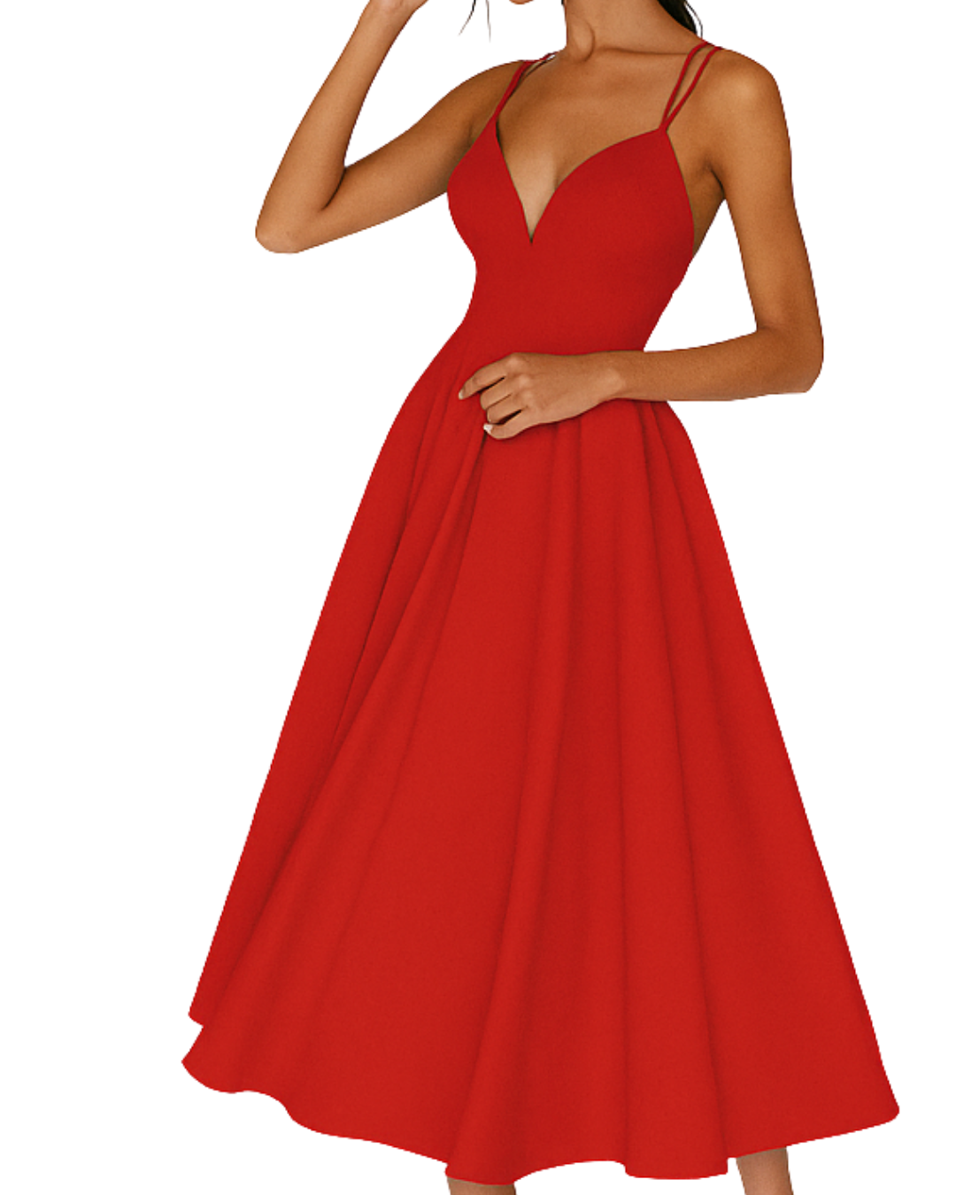 Flavia | Women's Sweetheart Neck A-Line Midi Dress