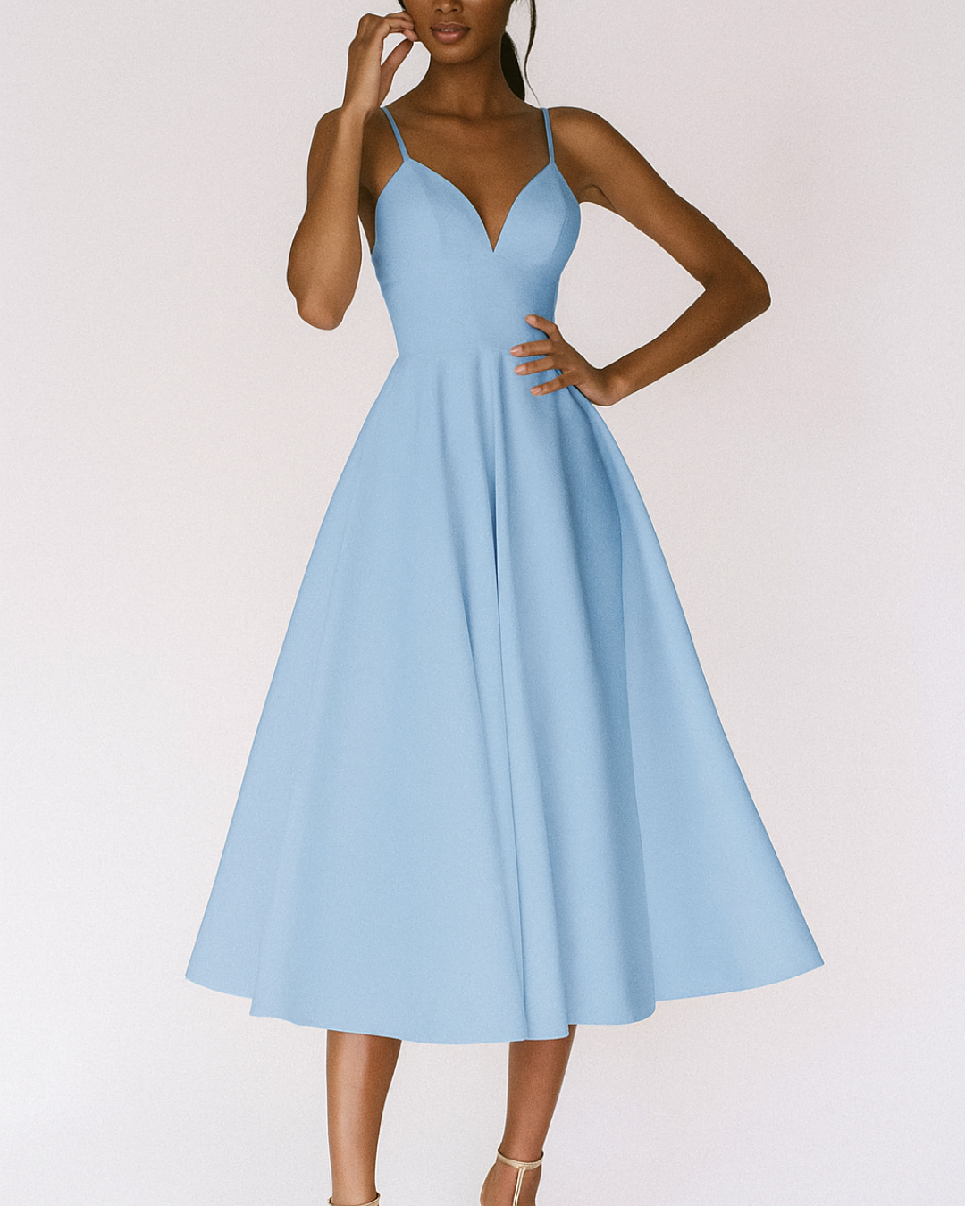 Flavia | Sweetheart Neck A-Line Midi Dress