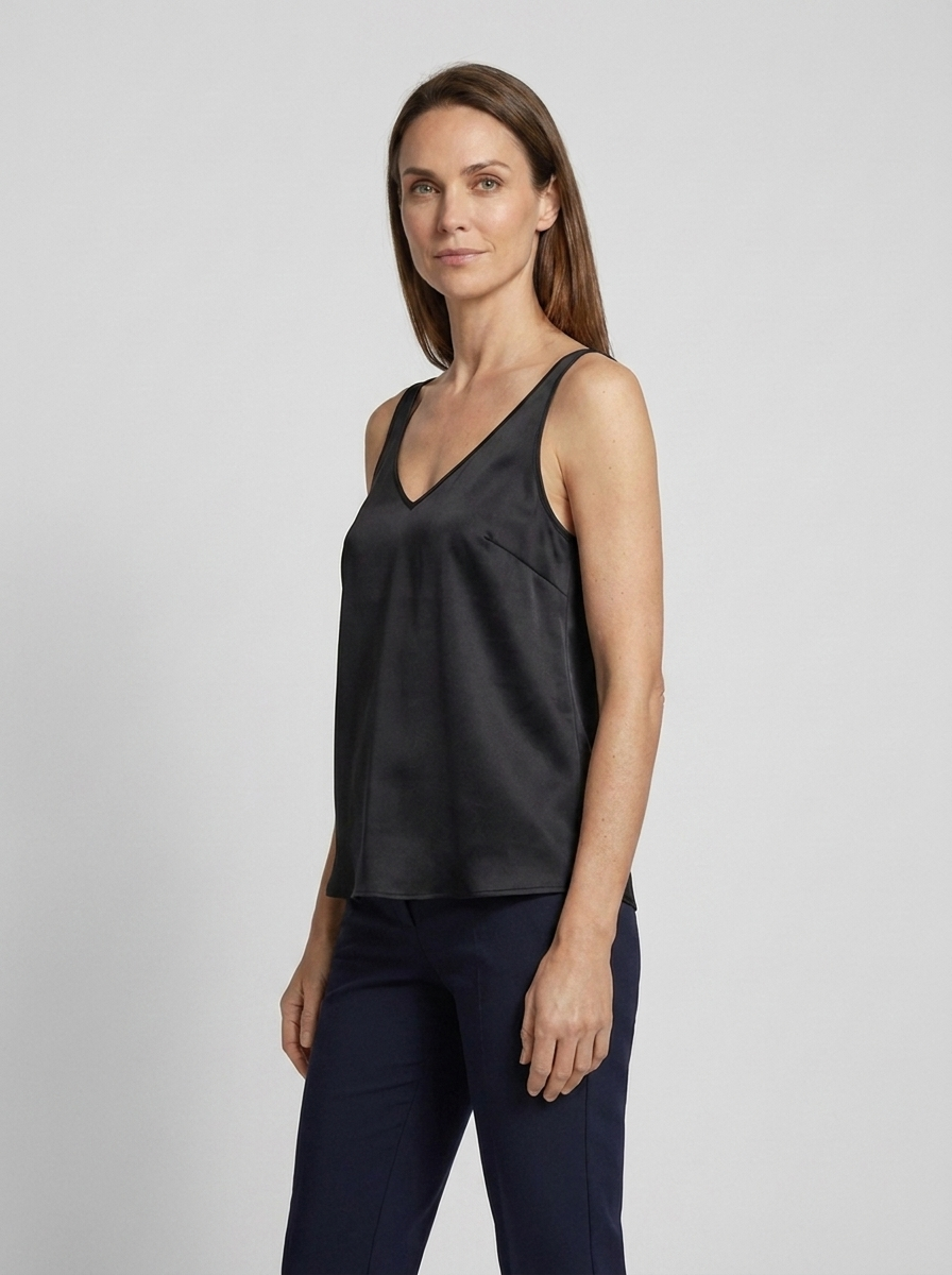 Freya | Women's Satin V-Neck Wide-Strap Camisole Top