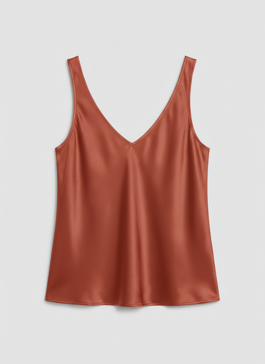 Freya | Women's Satin V-Neck Wide-Strap Camisole Top