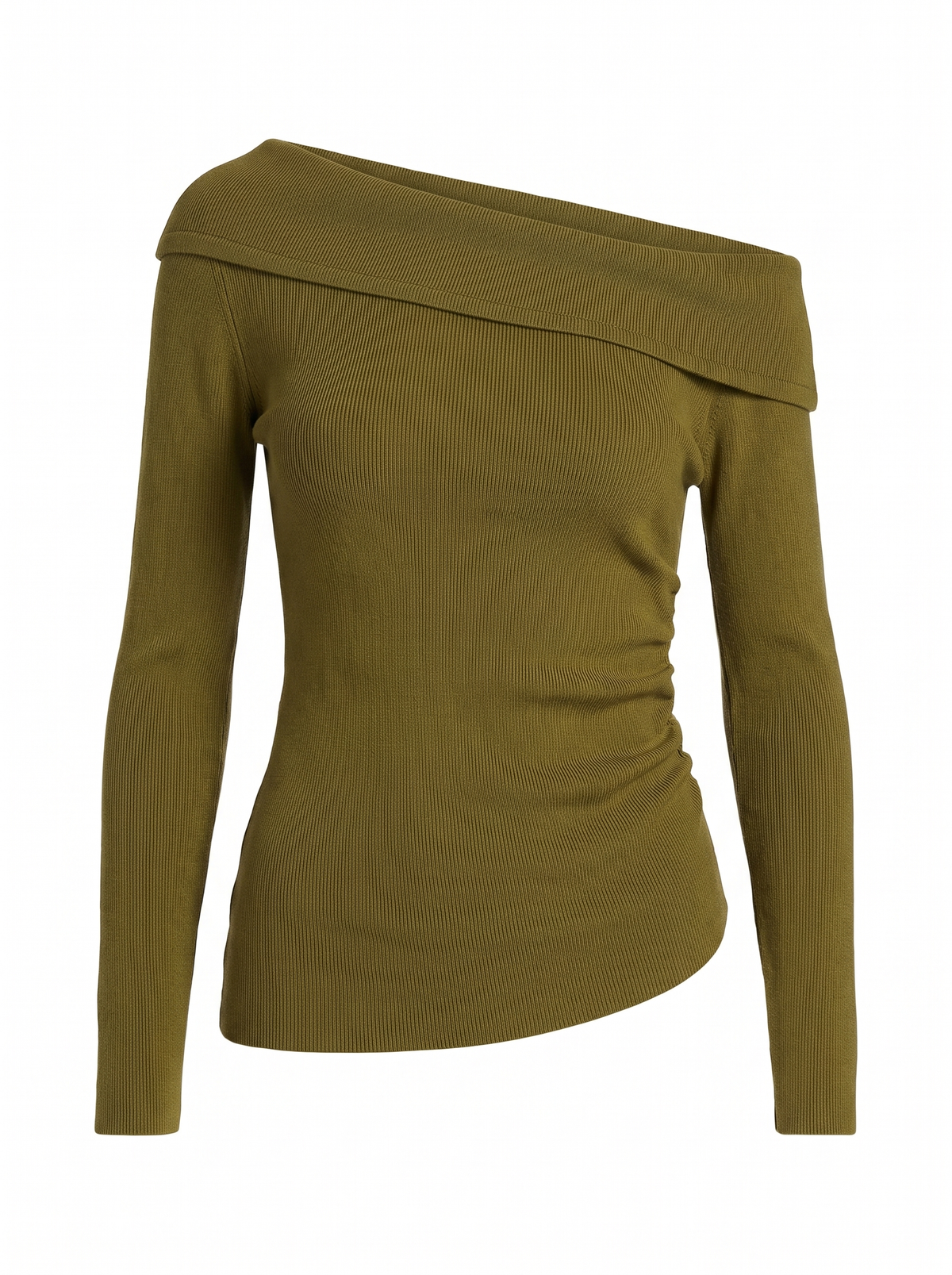 Marigold | Women's Ribbed Knit Off-Shoulder Foldover Sweater Top front