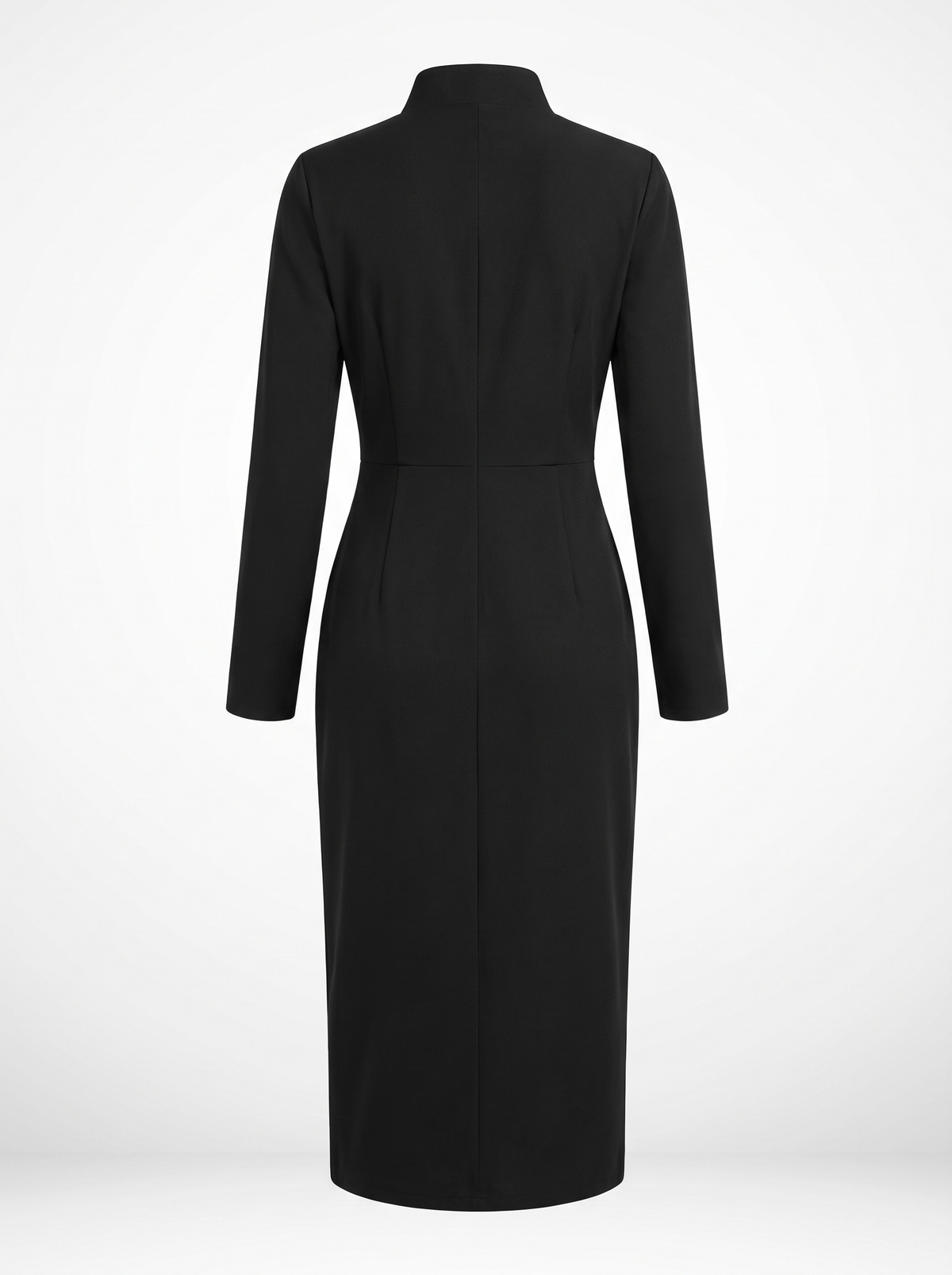 Genevieve | Women's Gold-Button High-Neck Midi Dress with Front Slit back