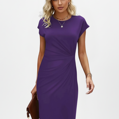 Lysandra | Women's Round Neck Ruched Waist Dress