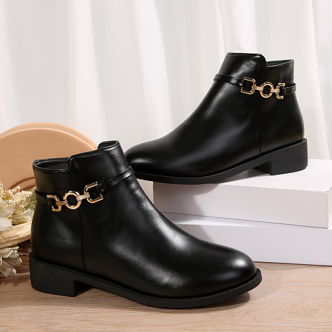 Marigold | Chelsea Ankle Boot with Gold Chain