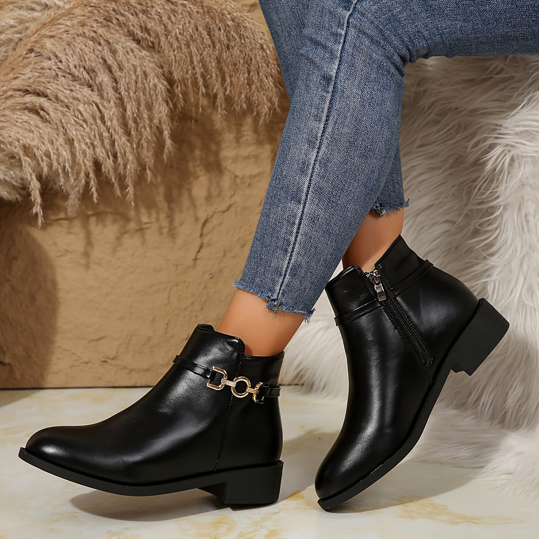 Marigold | Chelsea Ankle Boot with Gold Chain