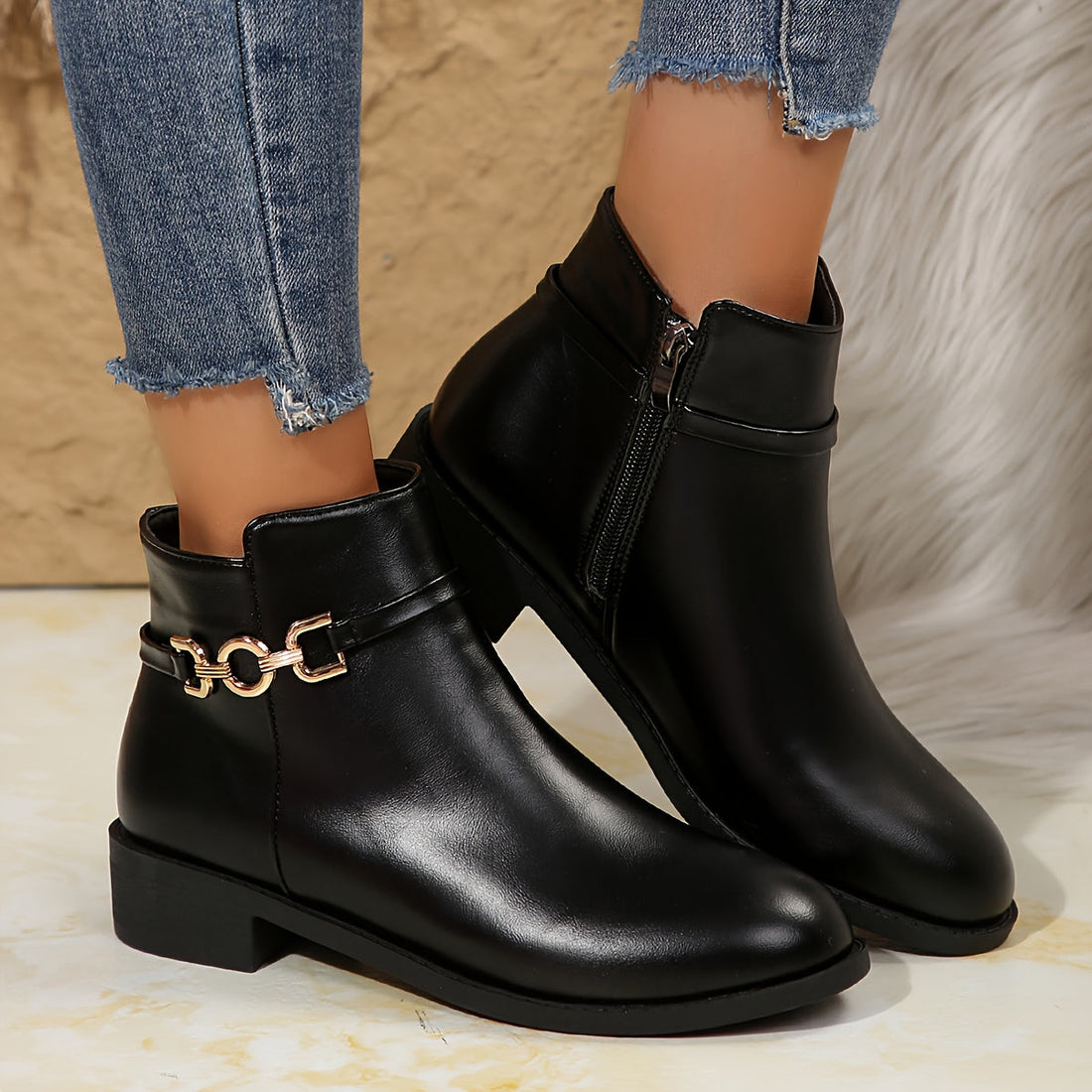 Marigold | Chelsea Ankle Boot with Gold Chain