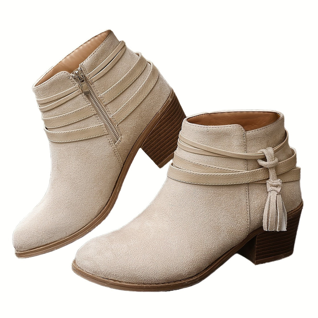 Ravenna | Women's Tassel Ankle Boots with Block Heel