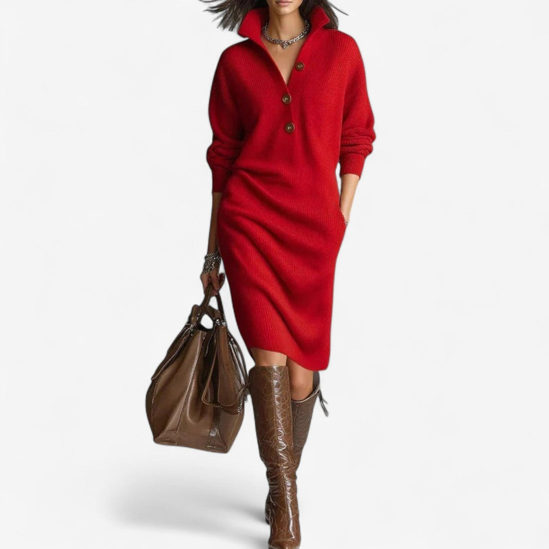 Remy | Women's Knit Sweater Dress with Collar