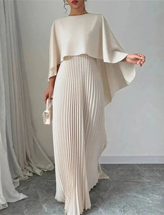 Tivona | Women's Cape Overlay Pleated Maxi Dress
