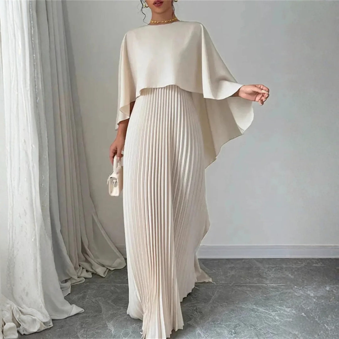 Tivona | Women's Cape Overlay Pleated Maxi Dress