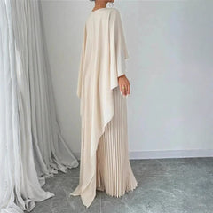 Tivona | Women's Cape Overlay Pleated Maxi Dress