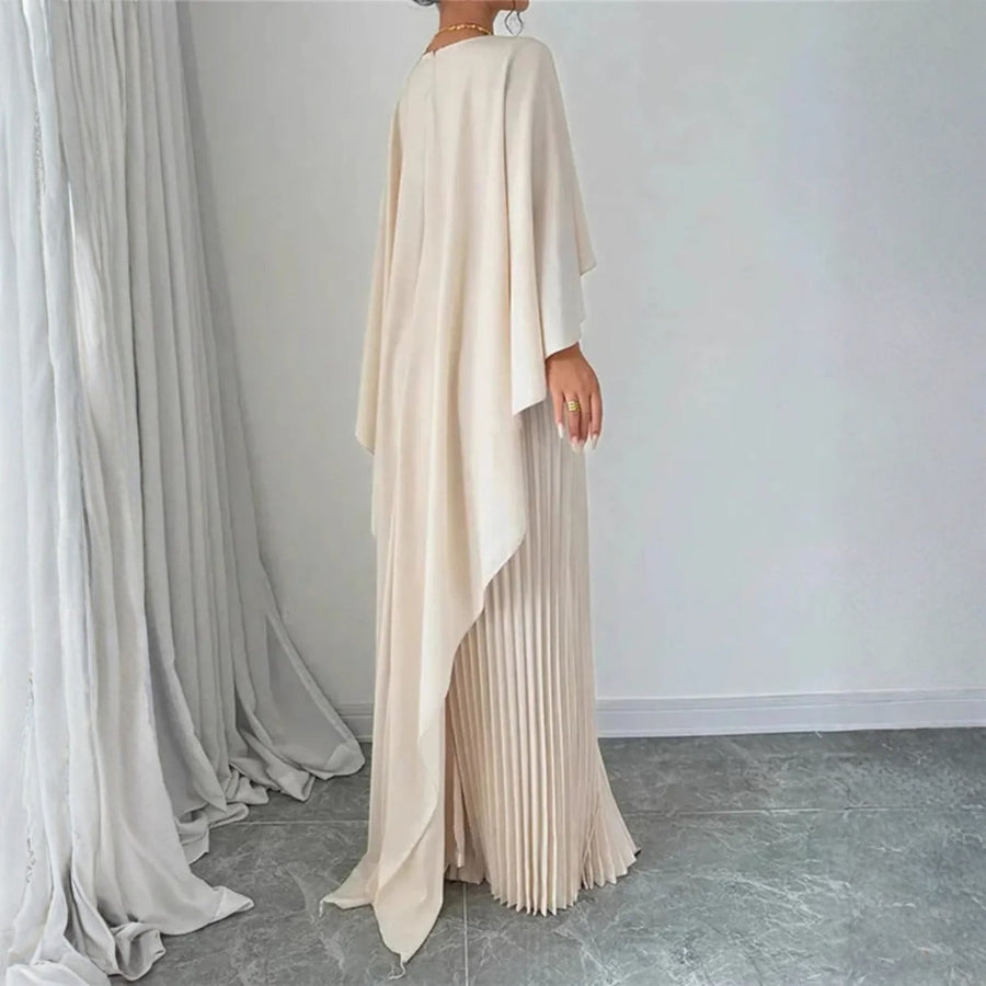 Tivona | Women's Cape Overlay Pleated Maxi Dress