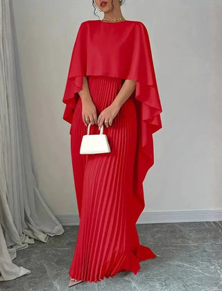Tivona | Women's Cape Overlay Pleated Maxi Dress