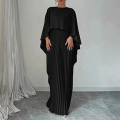 Tivona | Women's Cape Overlay Pleated Maxi Dress