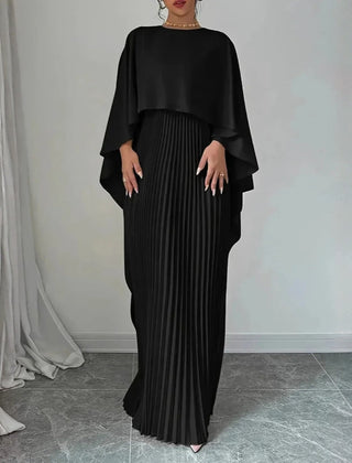 Tivona | Women's Cape Overlay Pleated Maxi Dress