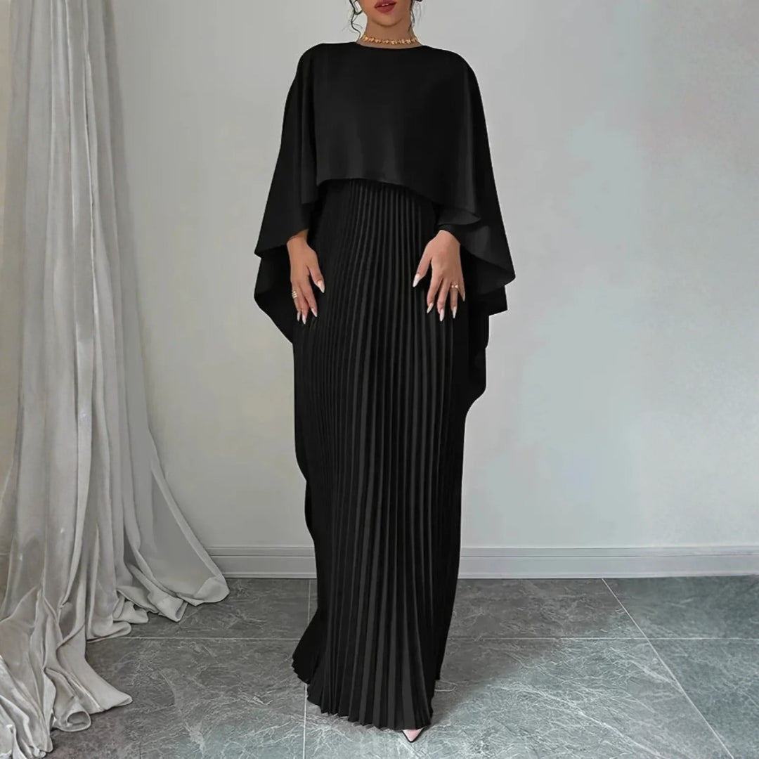 Tivona | Women's Cape Overlay Pleated Maxi Dress