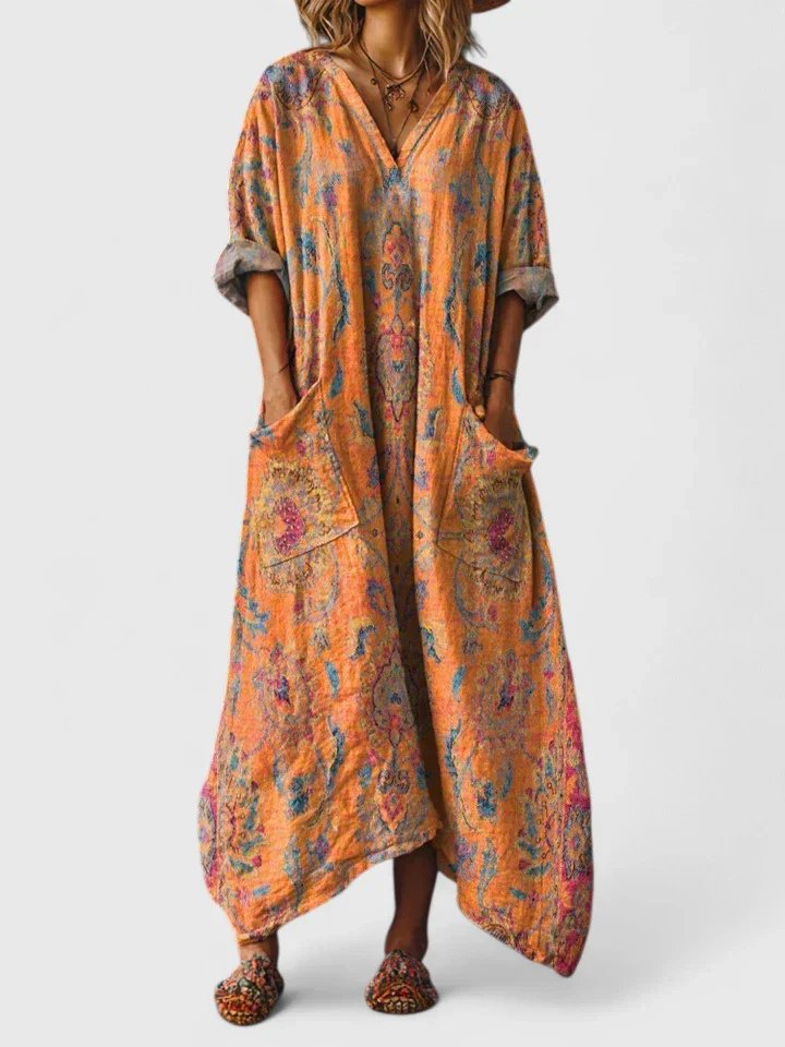 Valentina | Women's Paisley Print V-Neck Maxi Dress