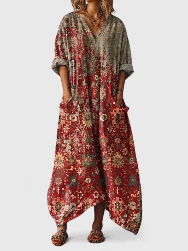 Valentina | Women's Paisley Print V-Neck Maxi Dress