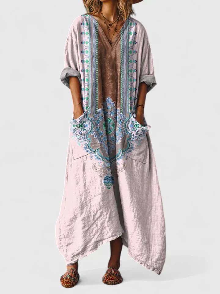Valentina | Women's Paisley Print V-Neck Maxi Dress