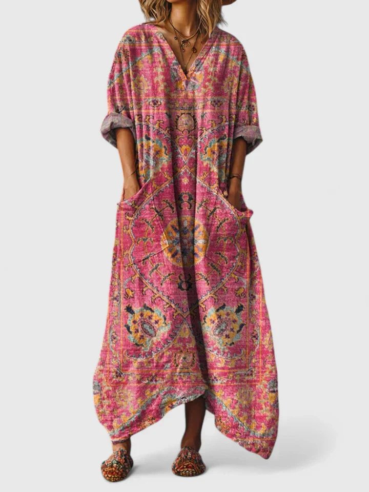 Valentina | Women's Paisley Print V-Neck Maxi Dress
