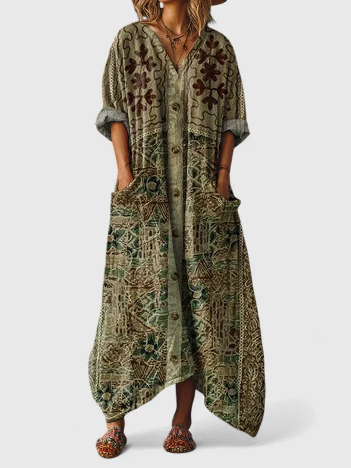 Valentina | Women's Paisley Print V-Neck Maxi Dress