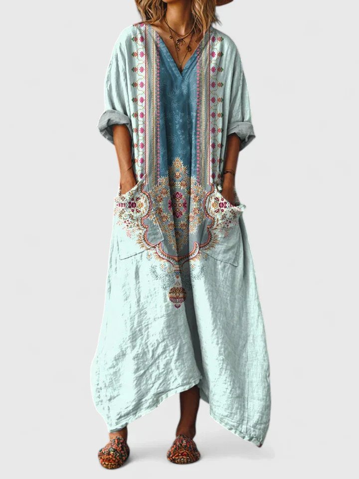 Valentina | Women's Paisley Print V-Neck Maxi Dress